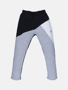 Status Quo Boys Black & Grey Printed Pure Cotton Track Pants