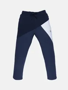 Status Quo Boys Navy Blue Colourblocked Cotton Track Pant