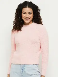 max Women Pink Pullover Sweater
