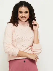 max Women Pink Pullover With Embellished Detail