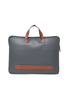 MBOSS Charcoal & Brown Solid Synthetic Leather Laptop Sleeve