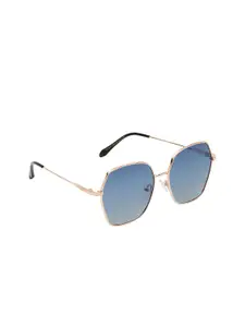 FEMINA FLAUNT Women Blue Lens & Rose Gold-Toned Other Sunglasses with Polarised Lens