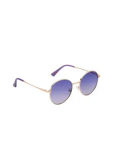 FEMINA FLAUNT Women Blue Lens & Gold-Toned Round Sunglasses-FST 22415 C2-Blue