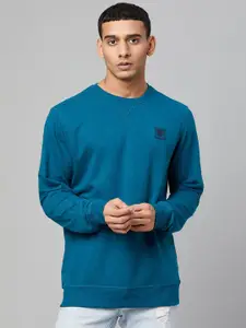 Club York Men Teal Round Neck Cotton Sweatshirt