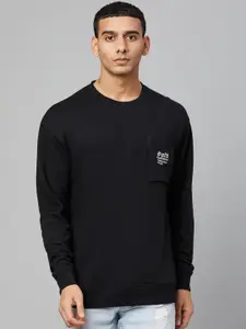 Club York Men Black Solid Cotton Sweatshirt