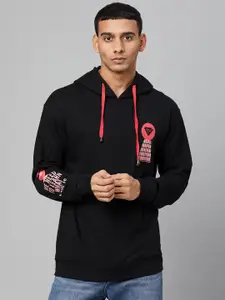 Club York Men Black Hooded Cotton Sweatshirt
