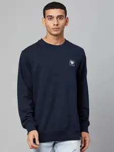 Club York Men Navy Blue Solid Sweatshirt