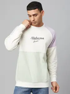 Club York Men White Colourblocked Cotton Sweatshirt