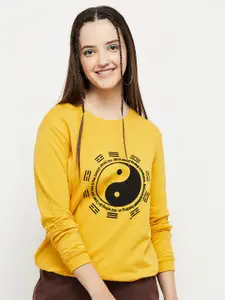 max Women Yellow Printed Sweatshirt