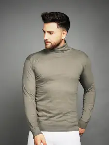 Rodzen Men Grey Solid Fleece Sweatshirt
