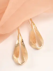 SOHI Gold-Toned Gold Plated Classic Drop Earrings