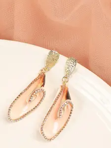 SOHI Peach-Coloured Contemporary Drop Earrings