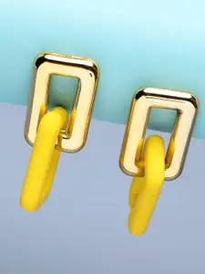 SOHI Yellow & Gold-Plated Contemporary Drop Earrings