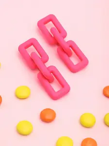 SOHI Pink Contemporary Drop Earrings