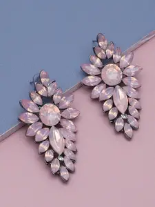 SOHI Women Pink Gold-Plated Contemporary Drop Earrings