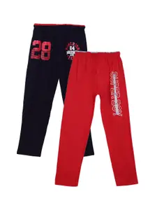 Fashionable Boys  Pack of 2 Black & Red Printed Cotton Relaxed-Fit Track Pants