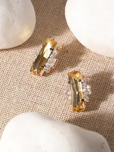 SOHI Gold-Plated Contemporary Studs Earrings