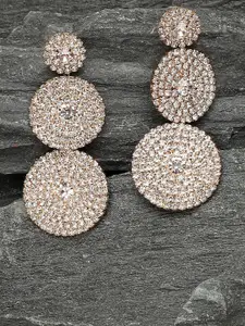 SOHI Gold-Toned Contemporary Drop Earrings