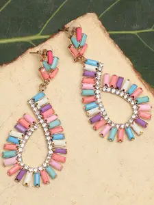 SOHI Red & Blue Contemporary Drop Earrings