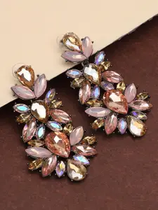 SOHI Multicoloured Gold Plated Teardrop Shaped Drop Earrings