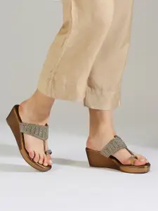 Inc 5 Women Antique Embellished Ethnic Wedge Sandals