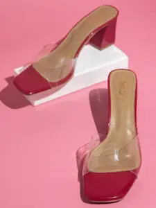 Inc 5 Women Red Embellished Transparent Sandals