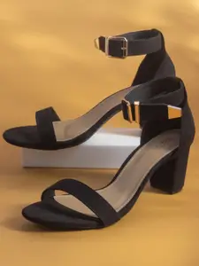 Inc 5 Open Toe Block Heels With Buckles Detail