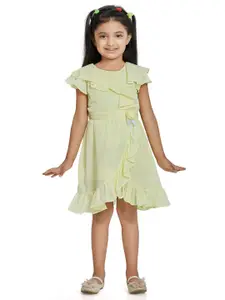 Peppermint Girls Yellow Round Neck Pure Cotton Dress