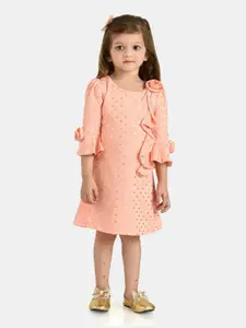 Peppermint Girls Peach-Coloured A-Line Dress