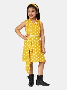 Peppermint Mustard Yellow & White Polka Dots Printed Dress