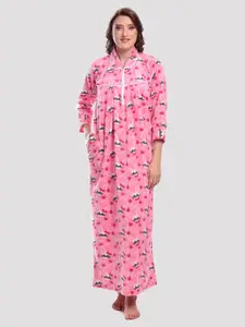 CIERGE Pink Printed Maxi Nightdress