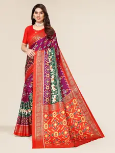 Winza Designer Magenta & Red Bandhani Zari Silk Cotton Mysore Silk Saree