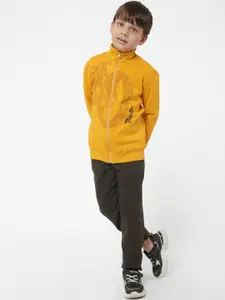 Sweet Dreams Boys Yellow & Olive Green Printed Tracksuits