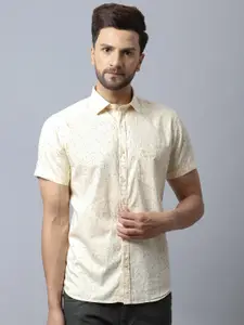 Cantabil Men Yellow Printed Casual Shirt