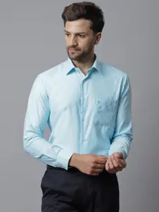Cantabil Men Blue Solid Cotton Formal Shirt