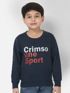 Crimsoune Club Boys Navy Blue Printed Sweatshirt