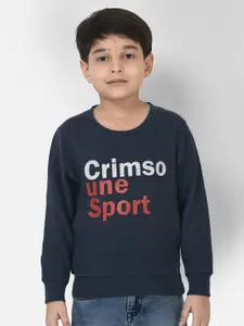 Crimsoune Club Boys Navy Blue Printed Sweatshirt