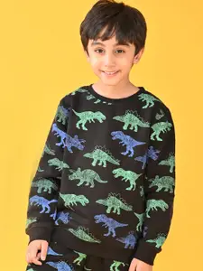 Anthrilo Boys Black Printed Sweatshirt