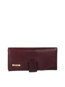 Metro Women Brown Textured Leather Two Fold Wallet
