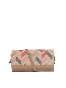 THE CLOWNFISH Women Cream-Coloured & Red Printed Envelope Clutch