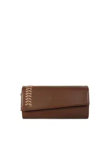 THE CLOWNFISH Myra Women Brown & Beige Woven Design Envelope Wallet