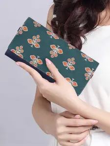 THE CLOWNFISH Jolene Green & White Floral Printed Envelope Wallet