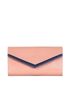 THE CLOWNFISH Women Peach-Coloured & Navy Blue Two Fold Wallet Clutch