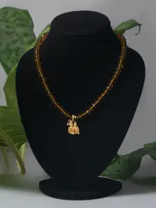Unnati Silks Brown Gold-Plated Amravati Crystal Beads Necklace