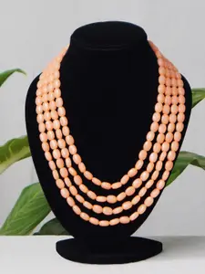 Unnati Silks Women Peach Amravati Beads Layered Necklace