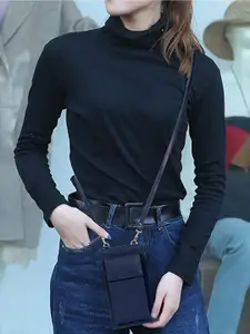 THE CLOWNFISH Adora Women Navy Blue Two Fold Wallet With Sling Strap