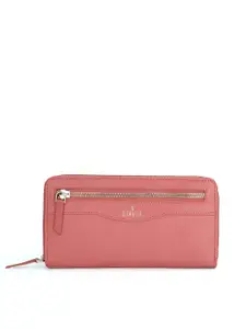 THE CLOWNFISH Women Pink Leather Zip Around Wallet