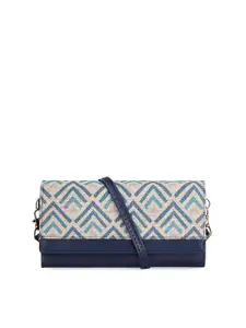 THE CLOWNFISH Erika White & Navy Blue Geometric Printed Envelope