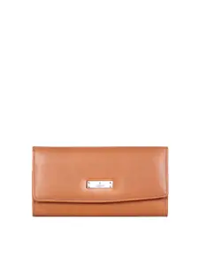 THE CLOWNFISH Women Tan Textured Leather Two Fold Wallet