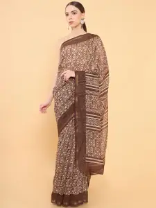 Soch Brown & Beige Batik Silk Blend Saree